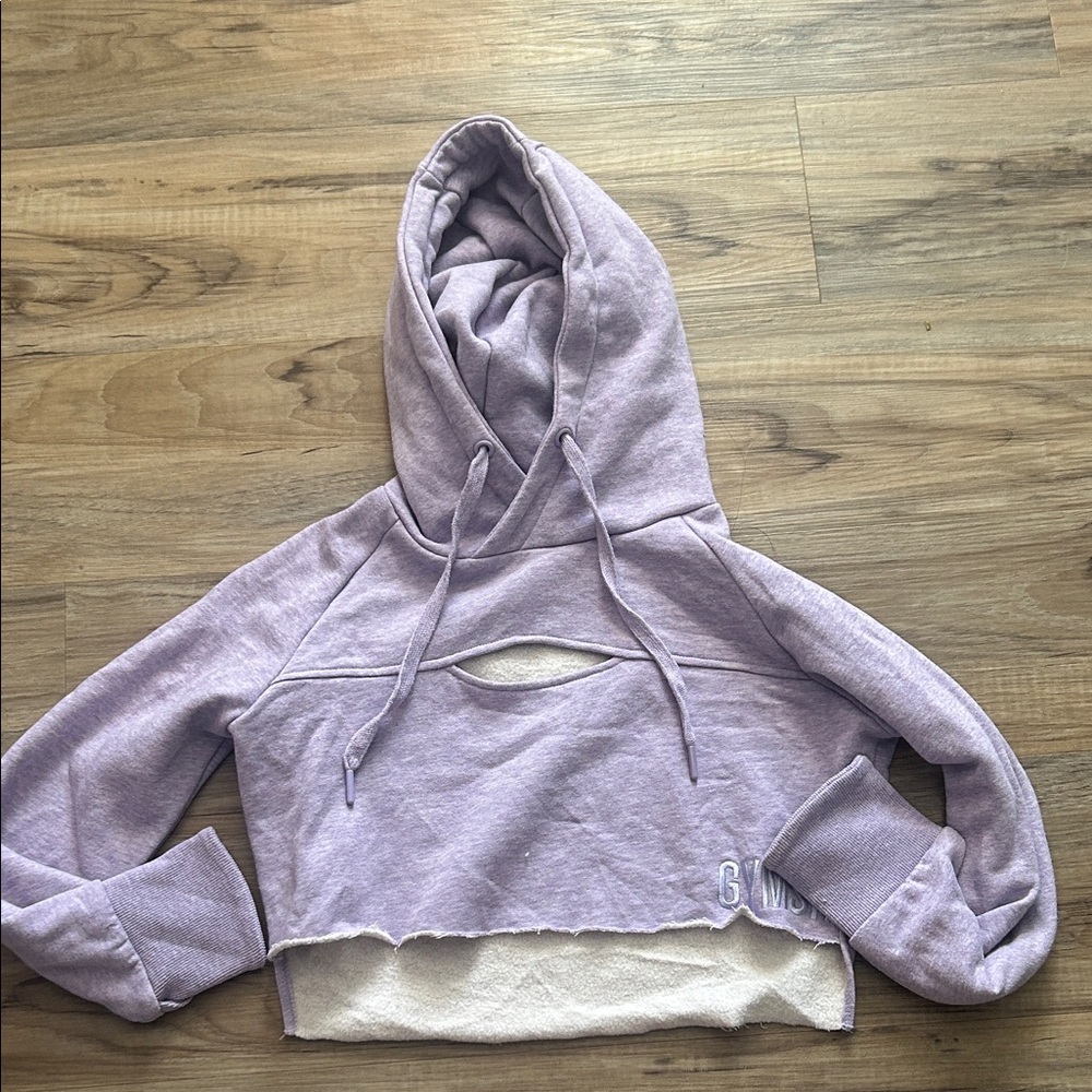 Gymshark Lilac Cutout Cropped Hoodie
